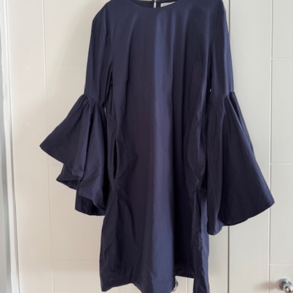 MEIMEIJ Winged Sleeve Poplin Cotton Mini Dress - Color Ink - Size IT 46 (US XL)